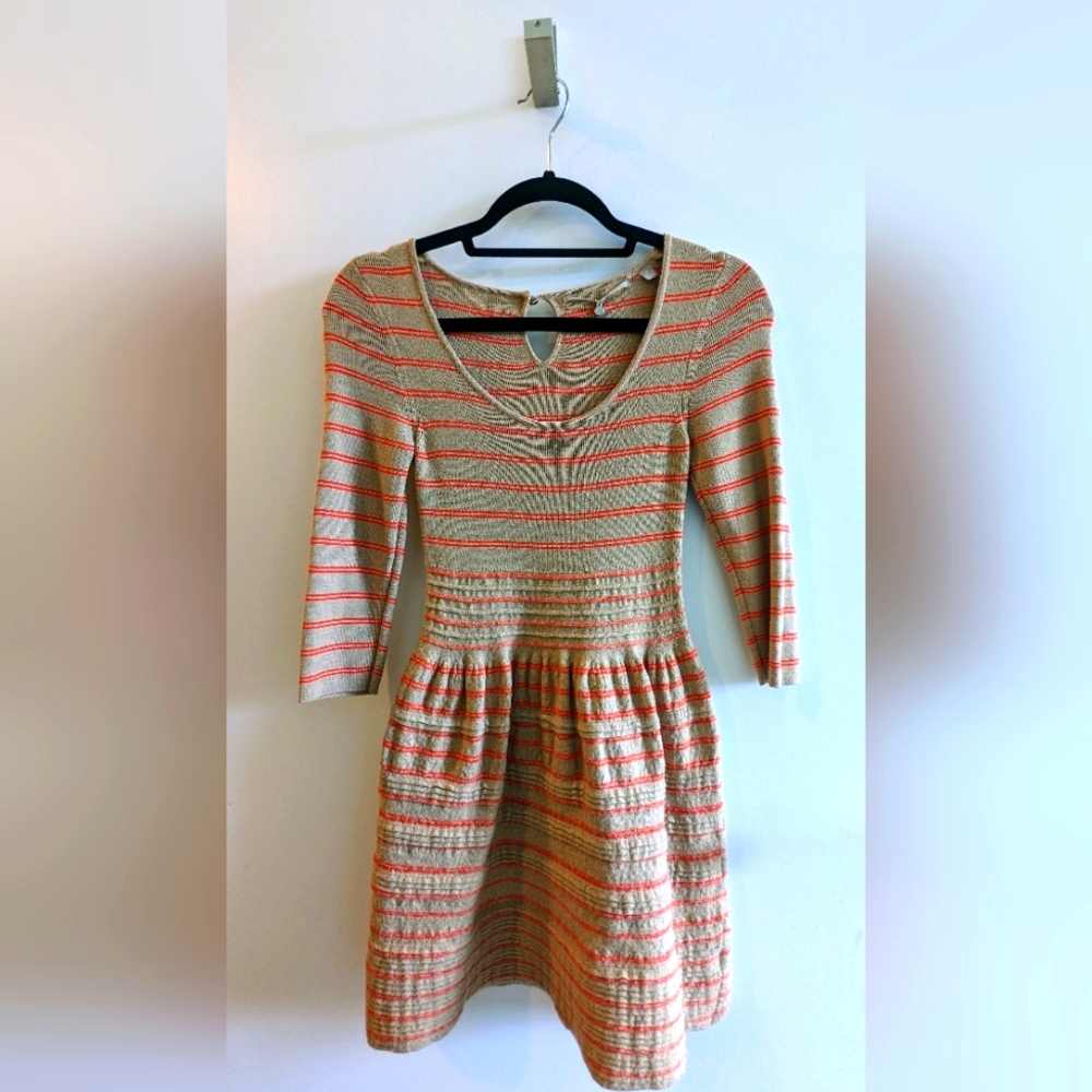 Knitted & Knotted Wool Blend Sweater Mini Dress Striped